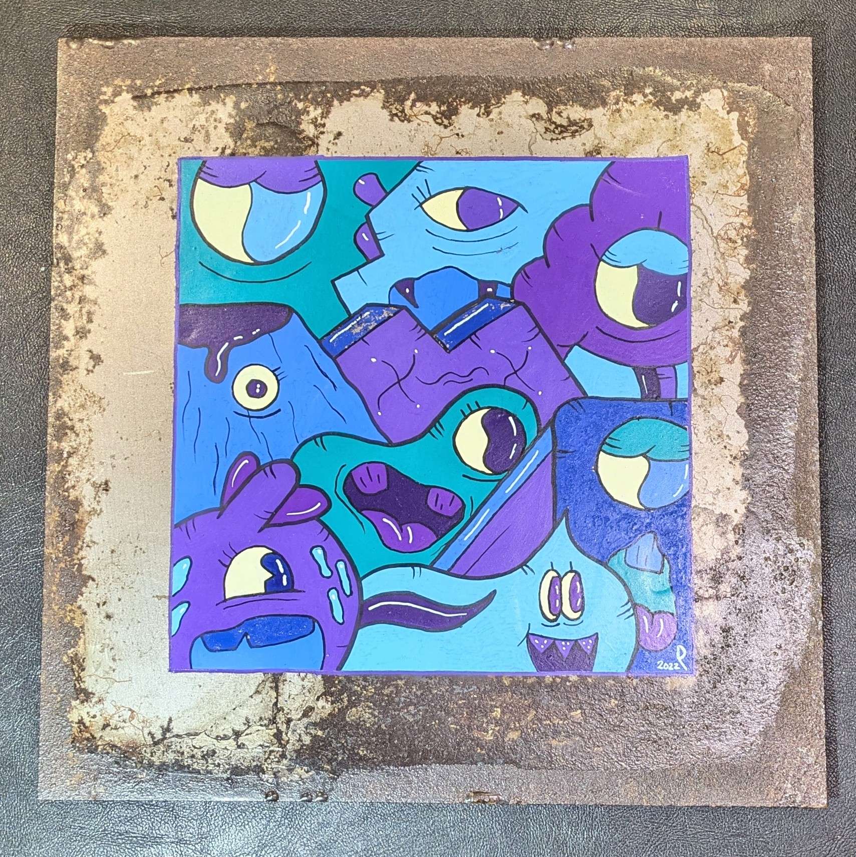 Plaque métal custom – Pièce unique peinte à la main